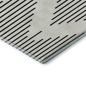 HomeRoots 10' X 14' Modern Ivory & Black Geometric Washable Area Rug with UV Protection for High-Traffic Spaces 679744