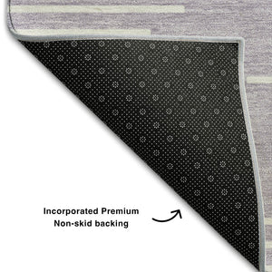 HomeRoots 5' X 8' Geometric Lavender and Ivory Area Rug - Stylish, Durable, Washable with UV Protection! 679746