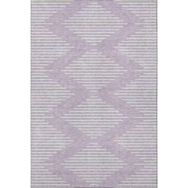 HomeRoots 5' X 8' Geometric Lavender and Ivory Area Rug - Stylish, Durable, Washable with UV Protection! 679746
