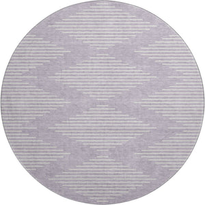 HomeRoots 8' Lavender and Ivory Geometric Round Rug - Washable, UV Protected, Stain-Resistant for Easy Care 679747