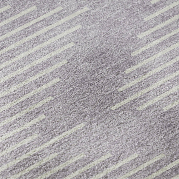 HomeRoots 8' Lavender and Ivory Geometric Round Rug - Washable, UV Protected, Stain-Resistant for Easy Care 679747