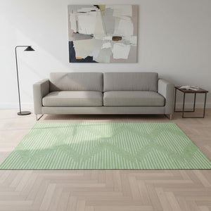 HomeRoots 5' X 8' Stylish Mint Green & Ivory Geometric Area Rug – Washable, UV Protected, Stain Resistant Design 679752