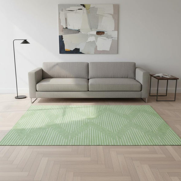 HomeRoots 5' X 8' Stylish Mint Green & Ivory Geometric Area Rug – Washable, UV Protected, Stain Resistant Design 679752
