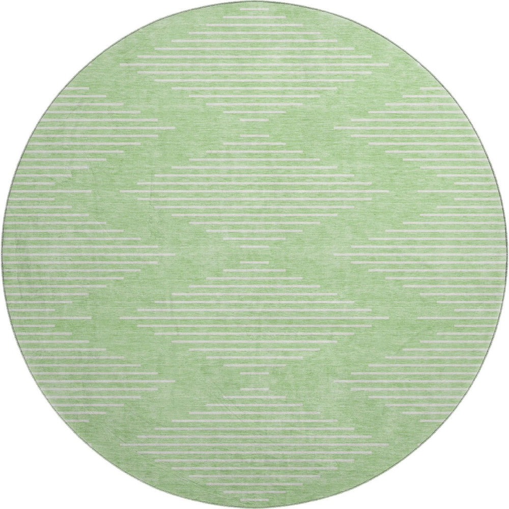 HomeRoots 8' Stylish Mint Green & Ivory Geometric Round Rug – Washable, UV Protection, Perfect for Homes! 679753
