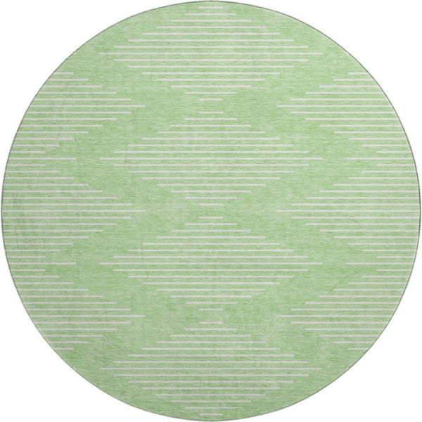 HomeRoots 8' Stylish Mint Green & Ivory Geometric Round Rug – Washable, UV Protection, Perfect for Homes! 679753