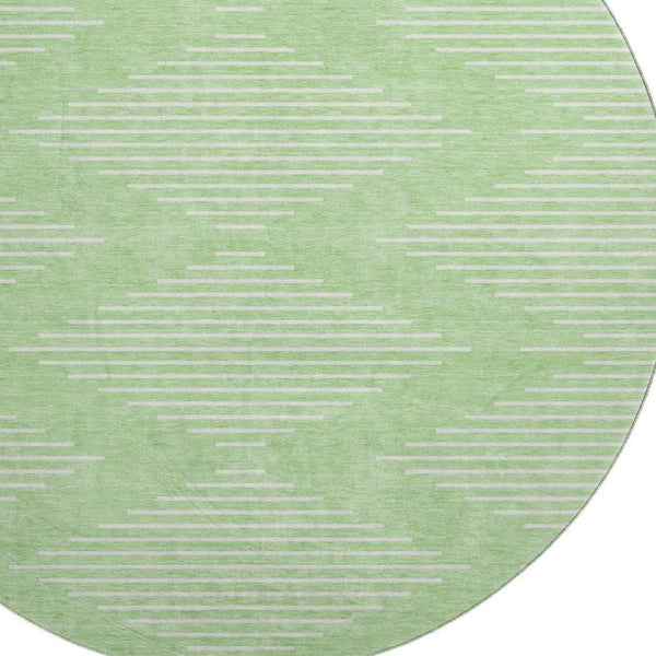 HomeRoots 8' Stylish Mint Green & Ivory Geometric Round Rug – Washable, UV Protection, Perfect for Homes! 679753