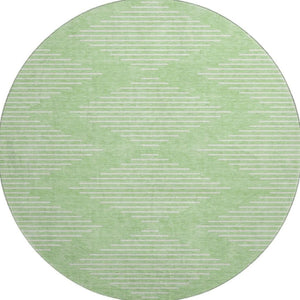 HomeRoots 8' Stylish Mint Green & Ivory Geometric Round Rug – Washable, UV Protection, Perfect for Homes! 679753
