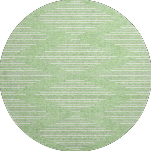 HomeRoots 8' Stylish Mint Green & Ivory Geometric Round Rug – Washable, UV Protection, Perfect for Homes! 679753