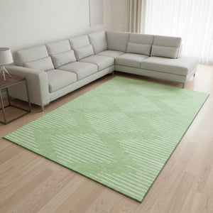 HomeRoots 8' X 10' Mint Green & Ivory Geometric Area Rug - Washable, UV Protected, Durable for Everyday Living 679754