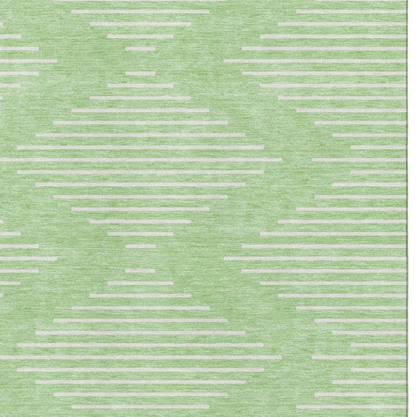 HomeRoots 8' X 10' Mint Green & Ivory Geometric Area Rug - Washable, UV Protected, Durable for Everyday Living 679754