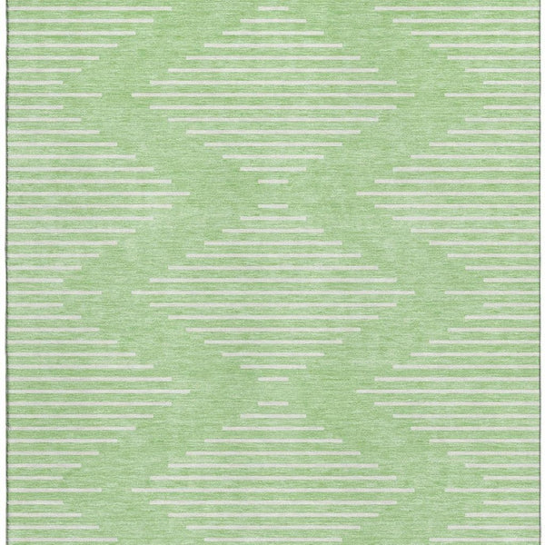 HomeRoots 8' X 10' Mint Green & Ivory Geometric Area Rug - Washable, UV Protected, Durable for Everyday Living 679754