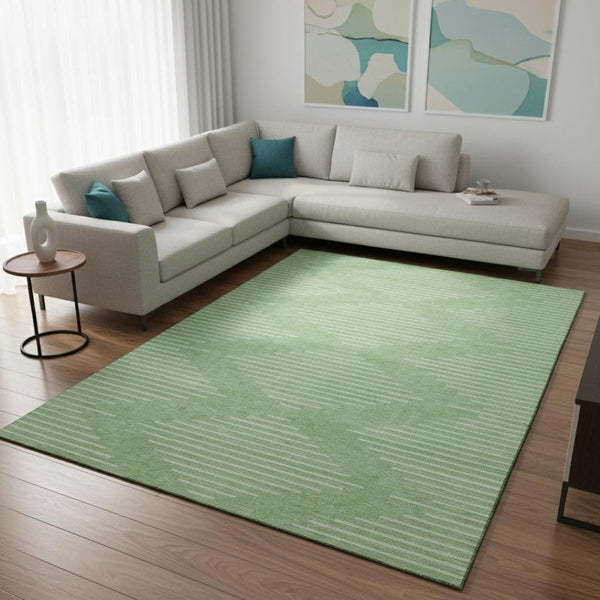 HomeRoots 9' X 12' Stylish Mint Green & Ivory Geometric Area Rug – Washable, UV-Protected, Pet-Friendly Design! 679755