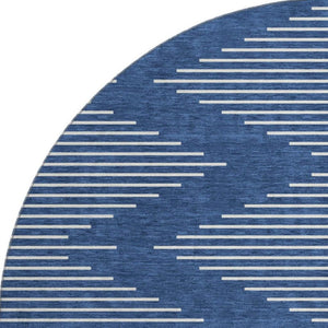 HomeRoots 8' Navy Blue Geometric Round Rug – Washable, UV-Protected, Stylish for High-Traffic Areas & Homes 679759