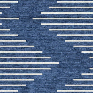 HomeRoots 9' X 12' Navy Blue & Ivory Geometric Area Rug - Stylish, Stain-Resistant, UV Protected for Any Room 679761