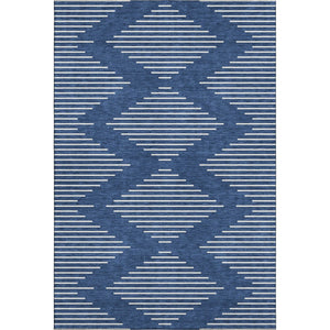 HomeRoots 10' X 14' Navy Blue and Ivory Geometric Area Rug - Stylish, Washable, UV Protected for Homes with Kids 679762