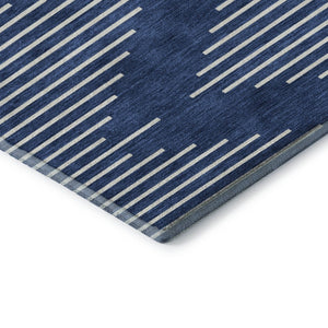 HomeRoots 10' X 14' Navy Blue and Ivory Geometric Area Rug - Stylish, Washable, UV Protected for Homes with Kids 679762