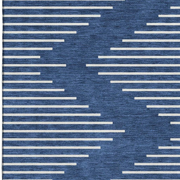 HomeRoots 10' X 14' Navy Blue and Ivory Geometric Area Rug - Stylish, Washable, UV Protected for Homes with Kids 679762