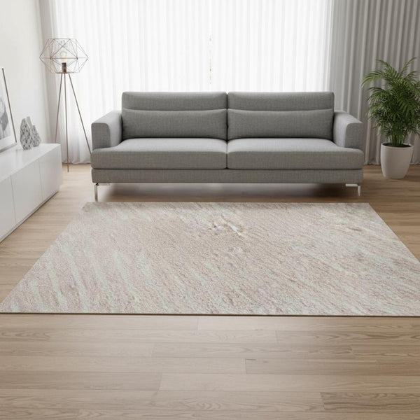 HomeRoots 5' X 8' Pink and Ivory Geometric Area Rug - Washable, UV-Protected, Perfect for High-Traffic Spaces! 679764
