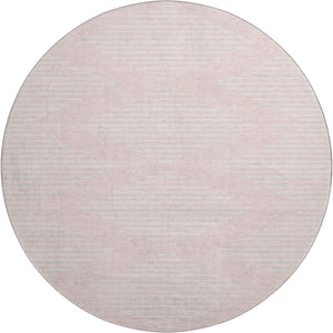 HomeRoots 8' Pink and Ivory Geometric Round Rug - Washable, UV-Protected, Modern Design for Homes & Kids 679765