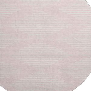 HomeRoots 8' Pink and Ivory Geometric Round Rug - Washable, UV-Protected, Modern Design for Homes & Kids 679765