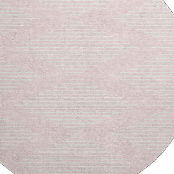 HomeRoots 8' Pink and Ivory Geometric Round Rug - Washable, UV-Protected, Modern Design for Homes & Kids 679765