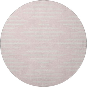 HomeRoots 8' Pink and Ivory Geometric Round Rug - Washable, UV-Protected, Modern Design for Homes & Kids 679765