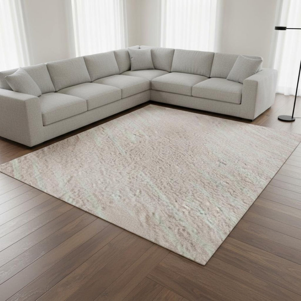 HomeRoots 8' X 10' Modern Pink and Ivory Geometric Area Rug - Washable, Stain-Resistant, UV Protected Softness 679766