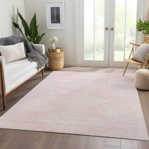 HomeRoots 10' X 14' Pink Geometric Washable Area Rug - UV Protected & Stain-Resistant for Modern Spaces 679768