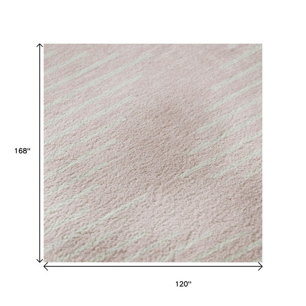 HomeRoots 10' X 14' Pink Geometric Washable Area Rug - UV Protected & Stain-Resistant for Modern Spaces 679768