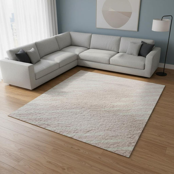 HomeRoots 10' X 14' Pink Geometric Washable Area Rug - UV Protected & Stain-Resistant for Modern Spaces 679768