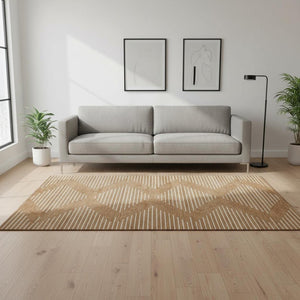 HomeRoots 5' X 8' Contemporary Rust and Beige Geometric Area Rug with Stain Resistance and UV Protection 679770