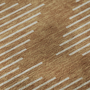 HomeRoots 8' Washable Round Rug in Rust and Beige - Stylish Geometric Design with UV Protection for Durability 679771