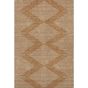 HomeRoots 8' X 10' Washable Rust and Beige Geometric Area Rug with UV Protection for Modern Homes and Kids 679772