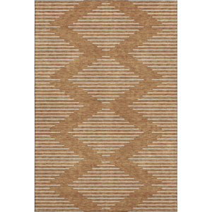 HomeRoots 10' X 14' Stylish Rust & Beige Geometric Washable Area Rug – Durable, UV Protected & Stain Resistant! 679774