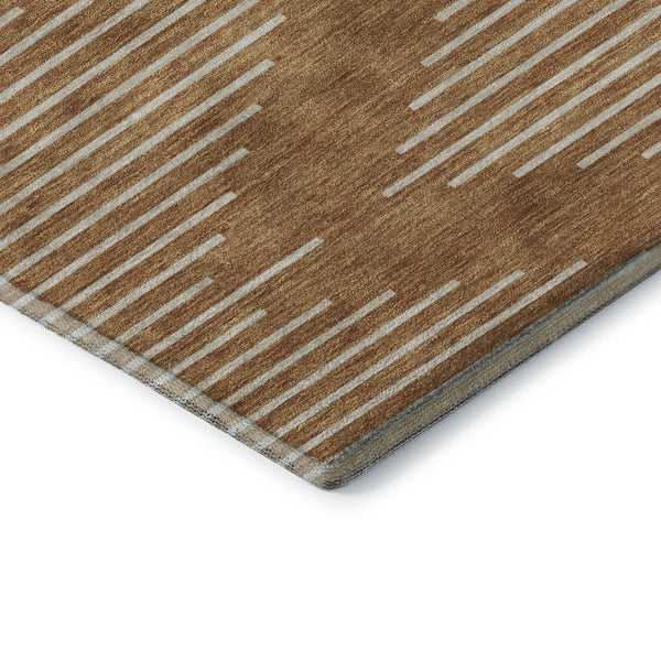 HomeRoots 10' X 14' Stylish Rust & Beige Geometric Washable Area Rug – Durable, UV Protected & Stain Resistant! 679774