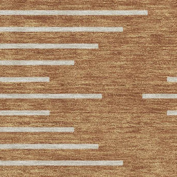 HomeRoots 10' X 14' Stylish Rust & Beige Geometric Washable Area Rug – Durable, UV Protected & Stain Resistant! 679774