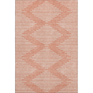 HomeRoots 5' X 8' Salmon and Ivory Geometric Area Rug - Washable, UV Protected, Stylish, and Durable Design 679776