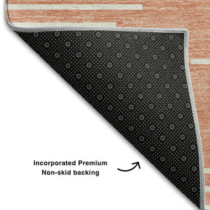 HomeRoots 5' X 8' Salmon and Ivory Geometric Area Rug - Washable, UV Protected, Stylish, and Durable Design 679776