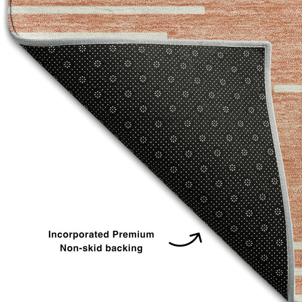 HomeRoots 5' X 8' Salmon and Ivory Geometric Area Rug - Washable, UV Protected, Stylish, and Durable Design 679776