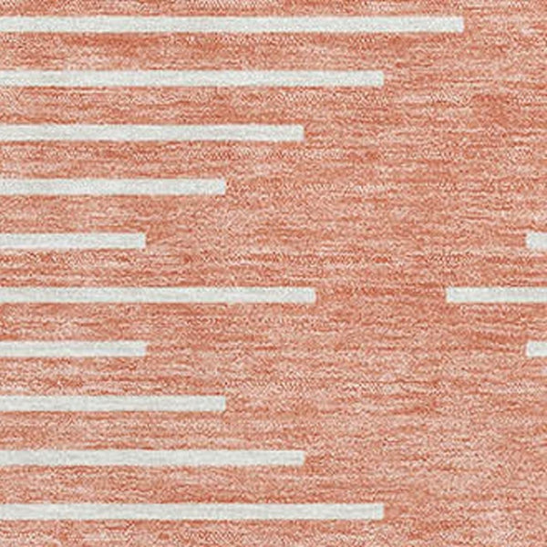 HomeRoots 9' X 12' Salmon and Ivory Geometric Area Rug - Stylish, Stain-Resistant, UV Protected, Easy-Care Design 679779