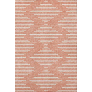 HomeRoots 10' X 14' Salmon and Ivory Geometric Area Rug - Stylish, Washable, UV Protected for High-Traffic Spaces 679780