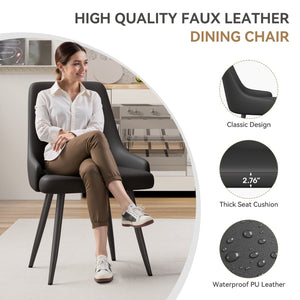 English Elm Modern Dining Chairs Set Of 2 - Comfortable Faux Leather Upholstered Design With Metal Legs T3950P397125