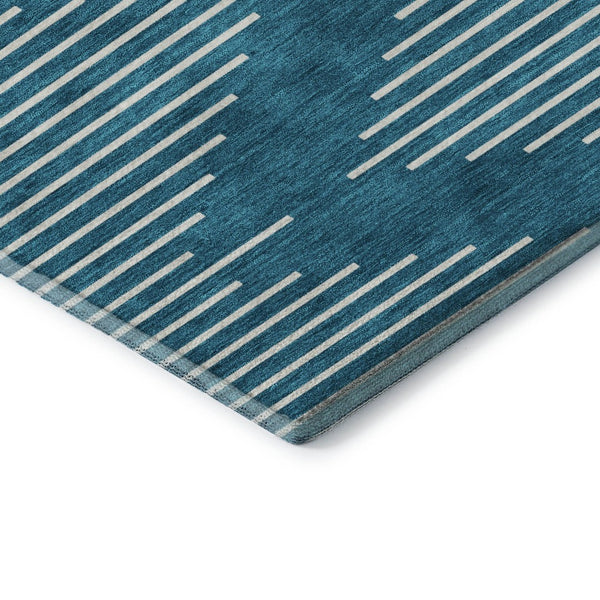 HomeRoots 9' X 12' Teal And Ivory Geometric Area Rug – Washable, UV-Resistant, Durable Design for High-Traffic Areas 679785