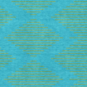 HomeRoots 5' X 8' Aqua & Lime Green Geometric Area Rug - Washable, UV Protected, Kid & Pet Friendly Design 679788
