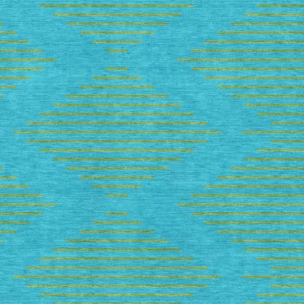 HomeRoots 5' X 8' Aqua & Lime Green Geometric Area Rug - Washable, UV Protected, Kid & Pet Friendly Design 679788