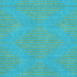 HomeRoots 8' X 10' Aqua & Lime Green Geometric Area Rug – Washable with UV Protection for Indoor & Outdoor Use 679790