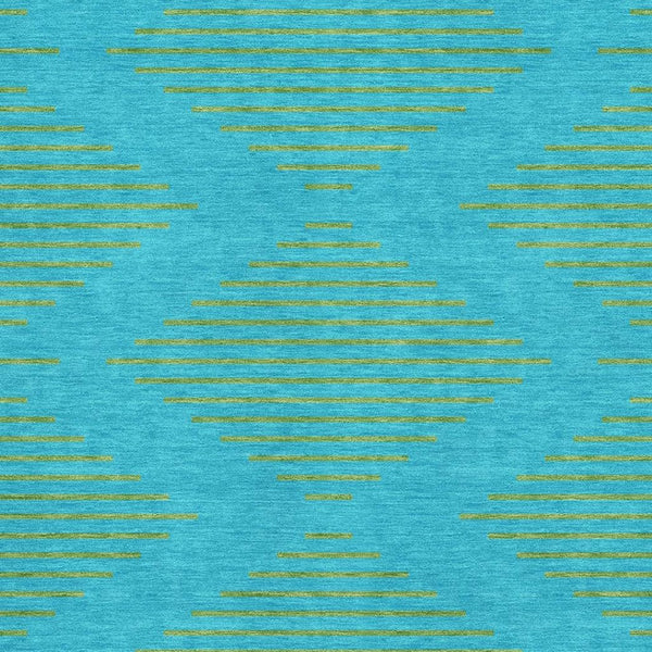 HomeRoots 8' X 10' Aqua & Lime Green Geometric Area Rug – Washable with UV Protection for Indoor & Outdoor Use 679790