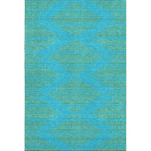 HomeRoots 9' X 12' Vibrant Aqua and Lime Green Geometric Washable Area Rug with UV Protection for Style & Durability 679791
