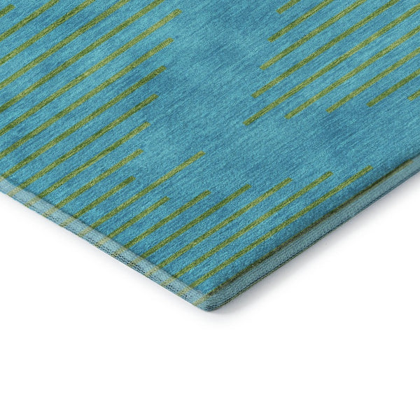 HomeRoots 9' X 12' Vibrant Aqua and Lime Green Geometric Washable Area Rug with UV Protection for Style & Durability 679791