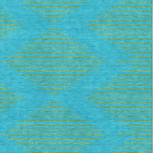 HomeRoots 9' X 12' Vibrant Aqua and Lime Green Geometric Washable Area Rug with UV Protection for Style & Durability 679791